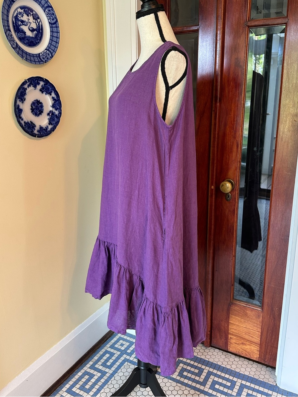 Bryn Walker | Angelita Purple Linen Sleeveless Ruffle Hem Dress, Size M, NWT - Picture 2 of 10
